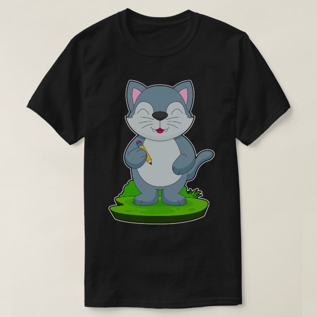 Cat School Pencil T-Shirt (Design Front)