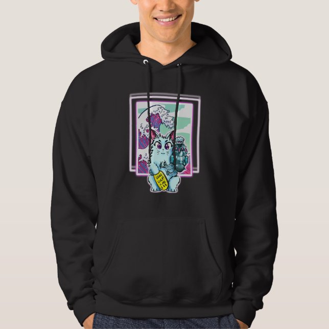 Cat Sci Fi Vapor Wave Design For All Ages Hoodie (Front)