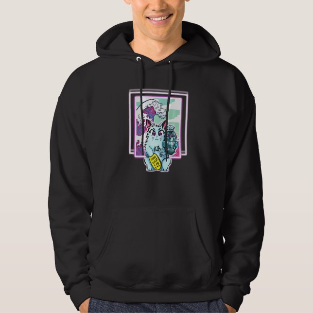 Cat Sci Fi Vapor Wave For All Ages Hoodie (Front)