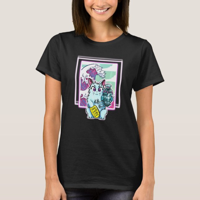 Cat Sci Fi Vapor Wave For All Ages T-Shirt (Front)
