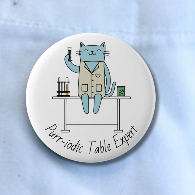 Cat scientist, Chemistry cats, science buffs Button (Creator Uploaded)