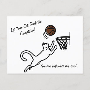 Cat Scores Big Slam Dunk Postcard