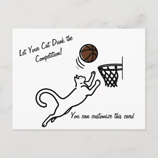 Cat Scores Big Slam Dunk Postcard (Front)