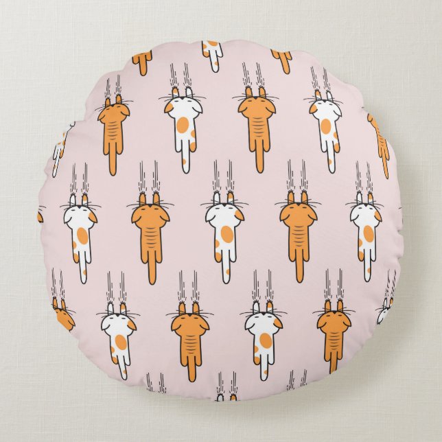 Cat scratch seamless pattern round pillow (Front)