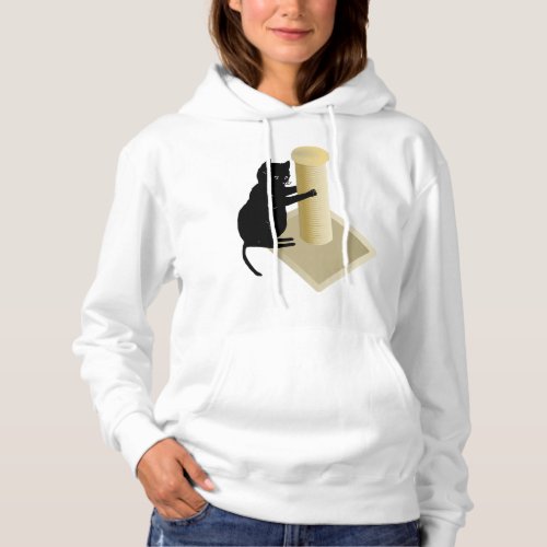 Cat Scratching Post Womens Hoodie