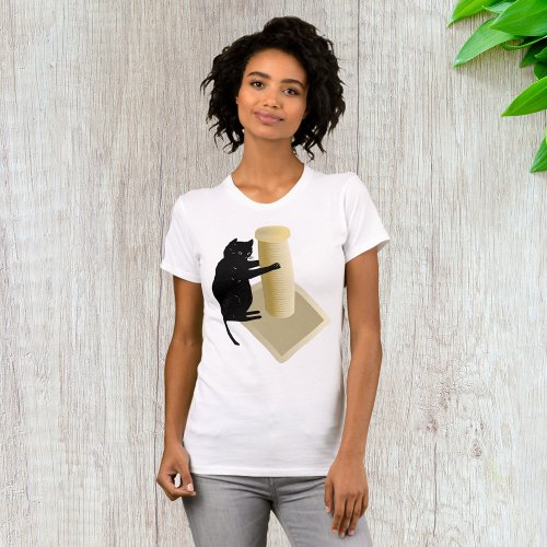 Cat Scratching Post Womens T_Shirt