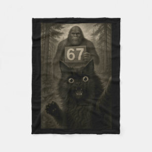Cat Selfie 67 Meme Six Seven Funny Bigfoot  Fleece Blanket