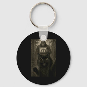 Cat Selfie 67 Meme Six Seven Funny Bigfoot  Keychain