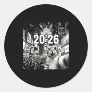 Cat Selfie At New York Happy New Years Eve 2026 Ba Classic Round Sticker
