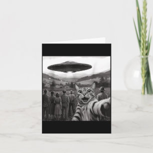 Cat Selfie People Watching An Alien Funny Cat For  Card