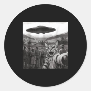Cat Selfie People Watching An Alien Funny Cat For Classic Round Sticker