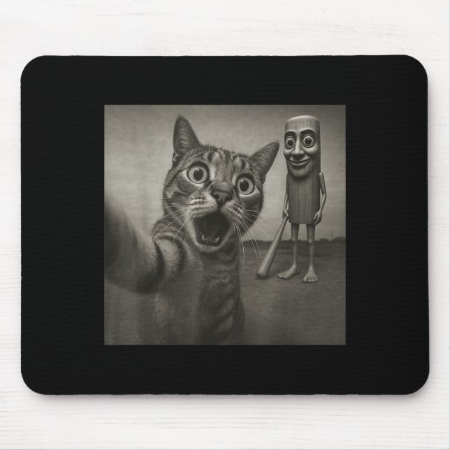 Cat Selfie Tung Tung Tung Sahur Italian Brainrot F Mouse Pad (Front)