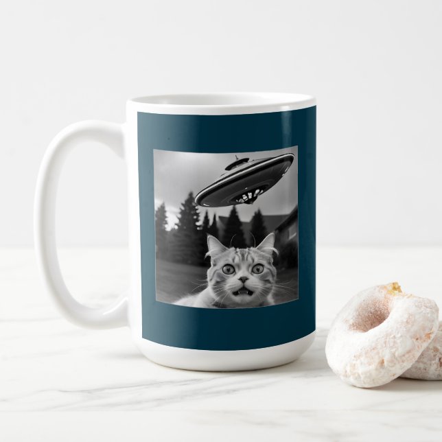 Cat Selfie UFO Mug Funny Coffee Mug (With Donut)