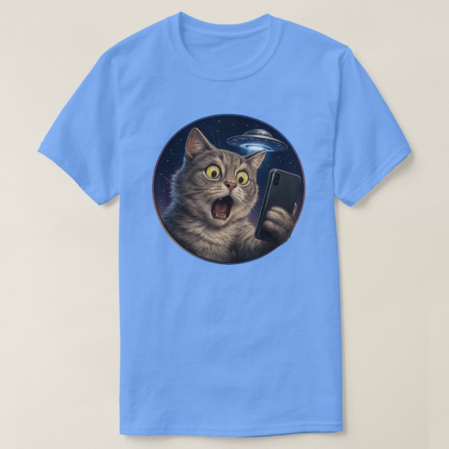 Cat Selfie UFO T-Shirt (Design Front)