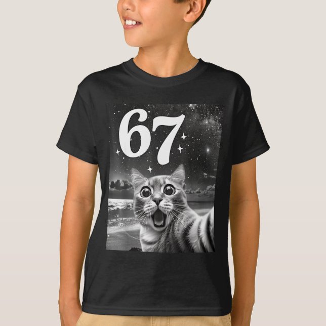 Cat Selfie With 67 Meme Funny Cats Graphic For Men T-Shirt (Front)