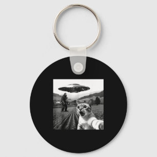 Cat Selfie With Alien Ufo Funny Cat Alien Bigfoot  Keychain