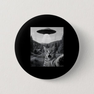 Cat Selfie With Alien Ufo Funny Cat Funny Ed Cat  Button