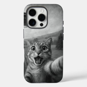 Cat Selfie With Alien UFO Funny Cat Gifts iPhone 16 Pro Case