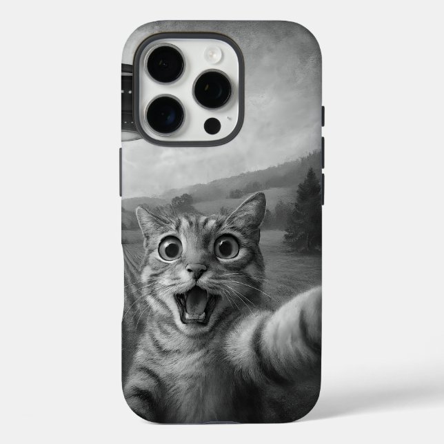 Cat Selfie With Alien UFO Funny Cat Gifts Case-Mate iPhone Case (Back)