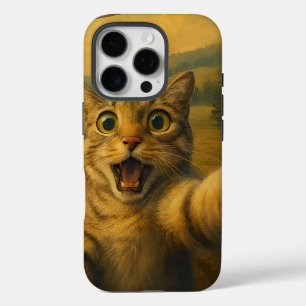 Cat Selfie With Alien UFO Funny Cat Gifts iPhone 16 Pro Case