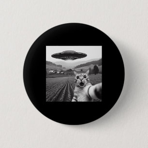 Cat Selfie With Alien Ufo Funny Cat Gifts For Men Button