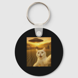 Cat Selfie With Alien Ufo Funny Cats Gifts For Men Keychain