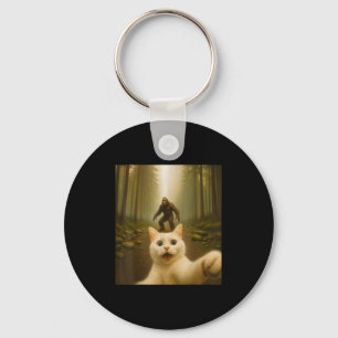 Cat Selfie With Bigfoot Funny Cats Gifts For Men W Keychain