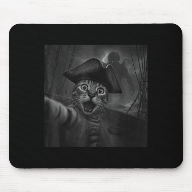 Cat Selfie With Cthulhu Cosmic Horror Funny Meme M Mouse Pad (Front)