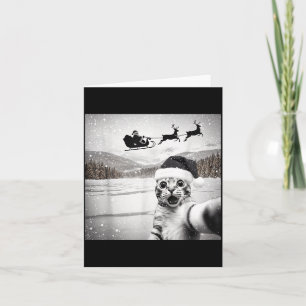 Cat Selfie With Santa For Men Women Kids  Card
