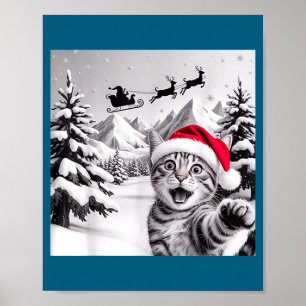 Cat Selfie With Santa  Poster