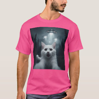 Cat Selfie With Ufo Funny T-Shirt