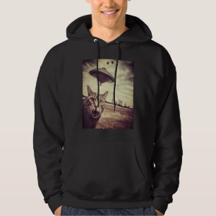Cat Selfie with UFOs Alien Extraterrestrial UFO Be Hoodie
