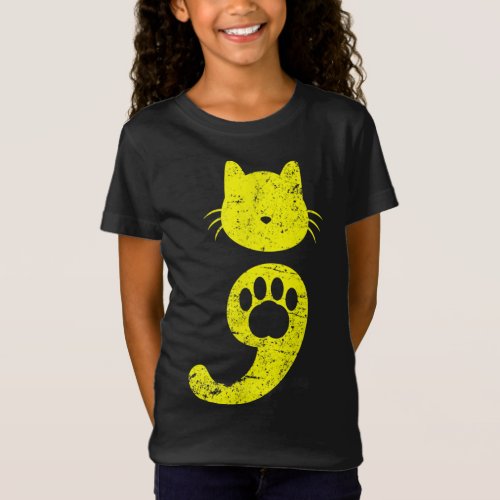Cat Semicolon Depression Awareness _ Cat Lover Gif T_Shirt