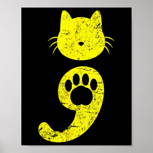 Cat Semicolon Shirt Depression Awareness - Cat Lov Poster (Front)