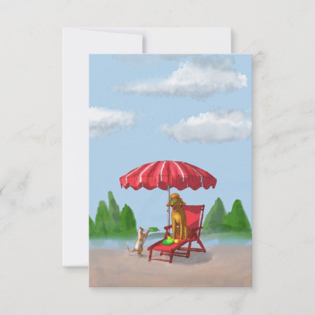 Cat Servant and Poodle Note Card (Front)