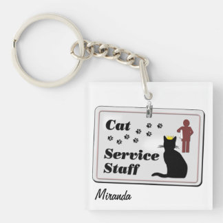 Cat Service Staff (customizable) Keychain