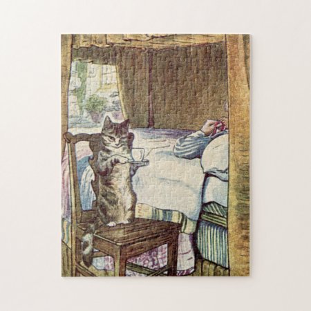 Cat Serving Tea - Beatrix Potter Large Jigsaw Puzzle