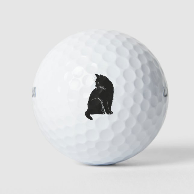 Cat Shadow Silhouette Black Animal Golf Balls (Front)
