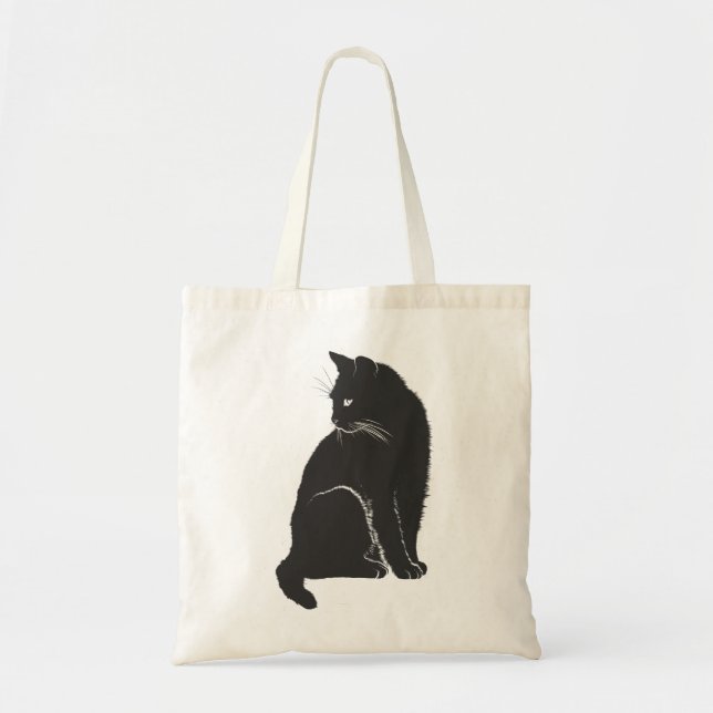 Cat Shadow Silhouette Black Animal Tote Bag (Front)