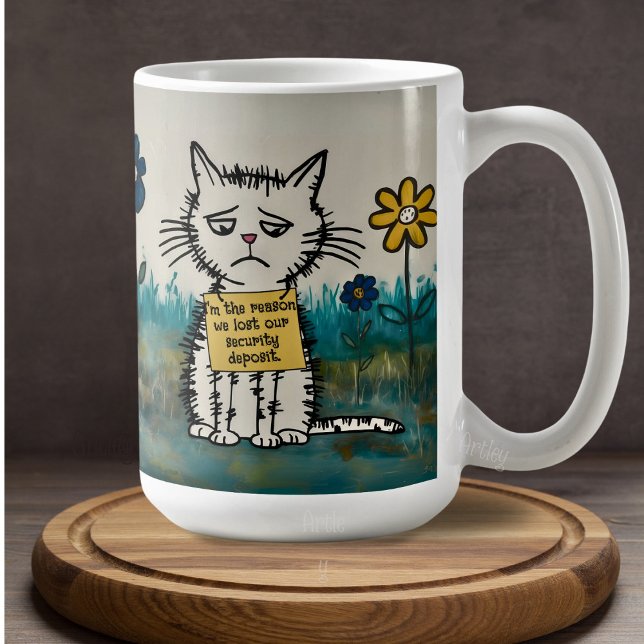 Cat Shame Sign Funny Phrase Cute Cartoon  Coffee Mug (Creator Uploaded)