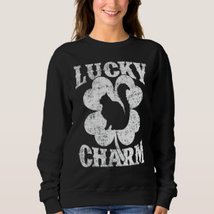 Cat Shamrock Lucky Charm Persian Cat St Patrick's Sweatshirt