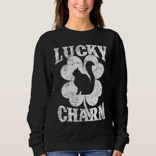 Cat  Shamrock Lucky Charm Persian Cat St Patricks Sweatshirt