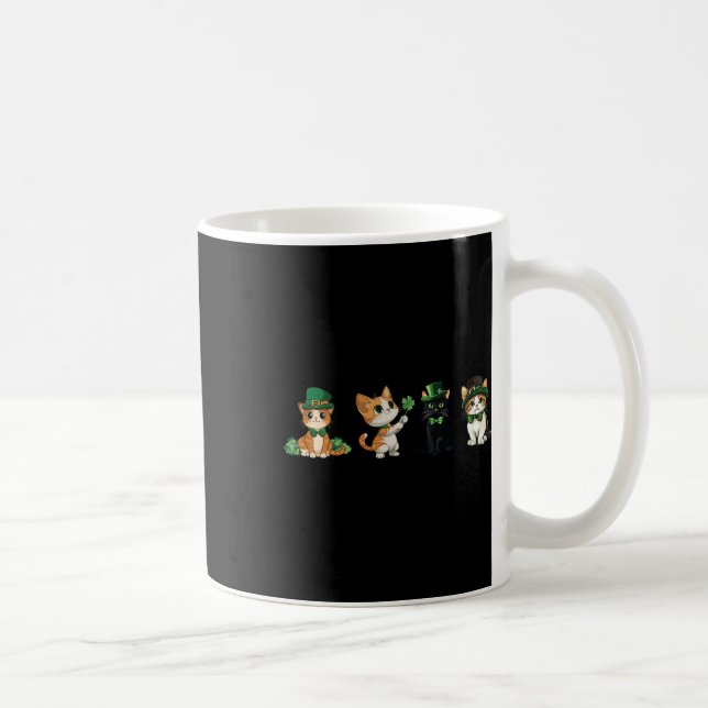 Cat Shamrock St Patricks Day Cute Kitten Lover Iri Coffee Mug (Right)