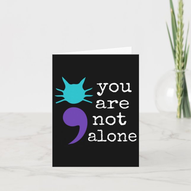 Cat Shape Semicolon Gift Suicide Prevention Awaren Card (Front)