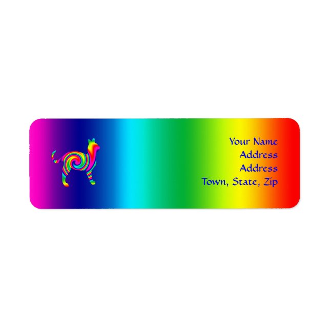Cat Shaped Rainbow Twist Label (Front)