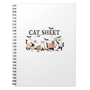 Cat Sheet Cute Black Cats in Ghost Halloween Men W Notebook