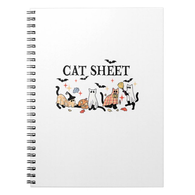 Cat Sheet Cute Black Cats in Ghost Halloween Men W Notebook (Front)