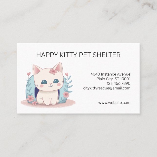 Cat Shelter Animal Rescue Organization Business Card (Front)