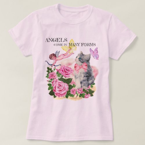 CAT SHIRT angels in many forms COTTAGE ROSES T_Shirt