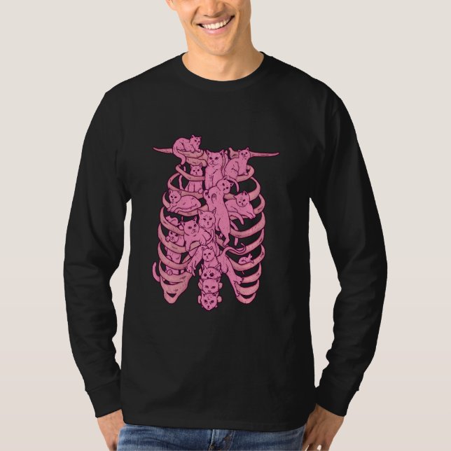 Cat Shirt Kitty Tshirt Skull Skeleton Pastel Goth  (Front)